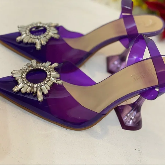 CATHERINE, Catherine Malandrino, Classic purple crystal woman elegant size 6.5 - Picture 9 of 9